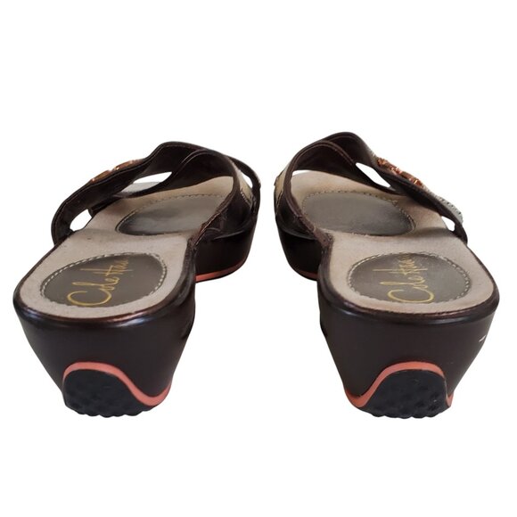 COLE HAAN Sandal Shoe Women's 6.5B Strap 2" Heel Wedge Slip On Brown - Picture 10 of 14